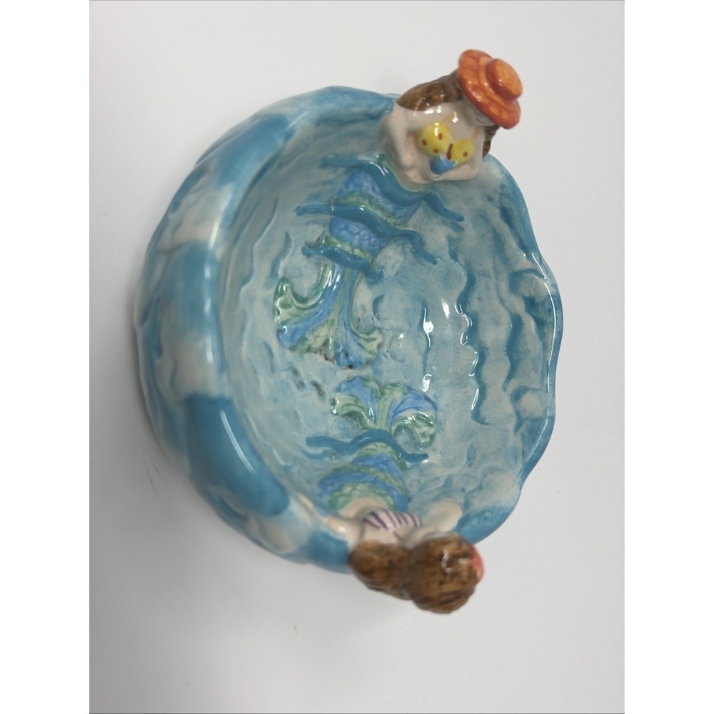 Vintage Mermaids Ceramic Chip& Dip Set 2 Pc Cardinal Inc HandPainted Rare - Picture 8 of 14